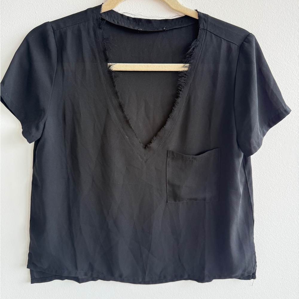 Black V-Neck Blouse